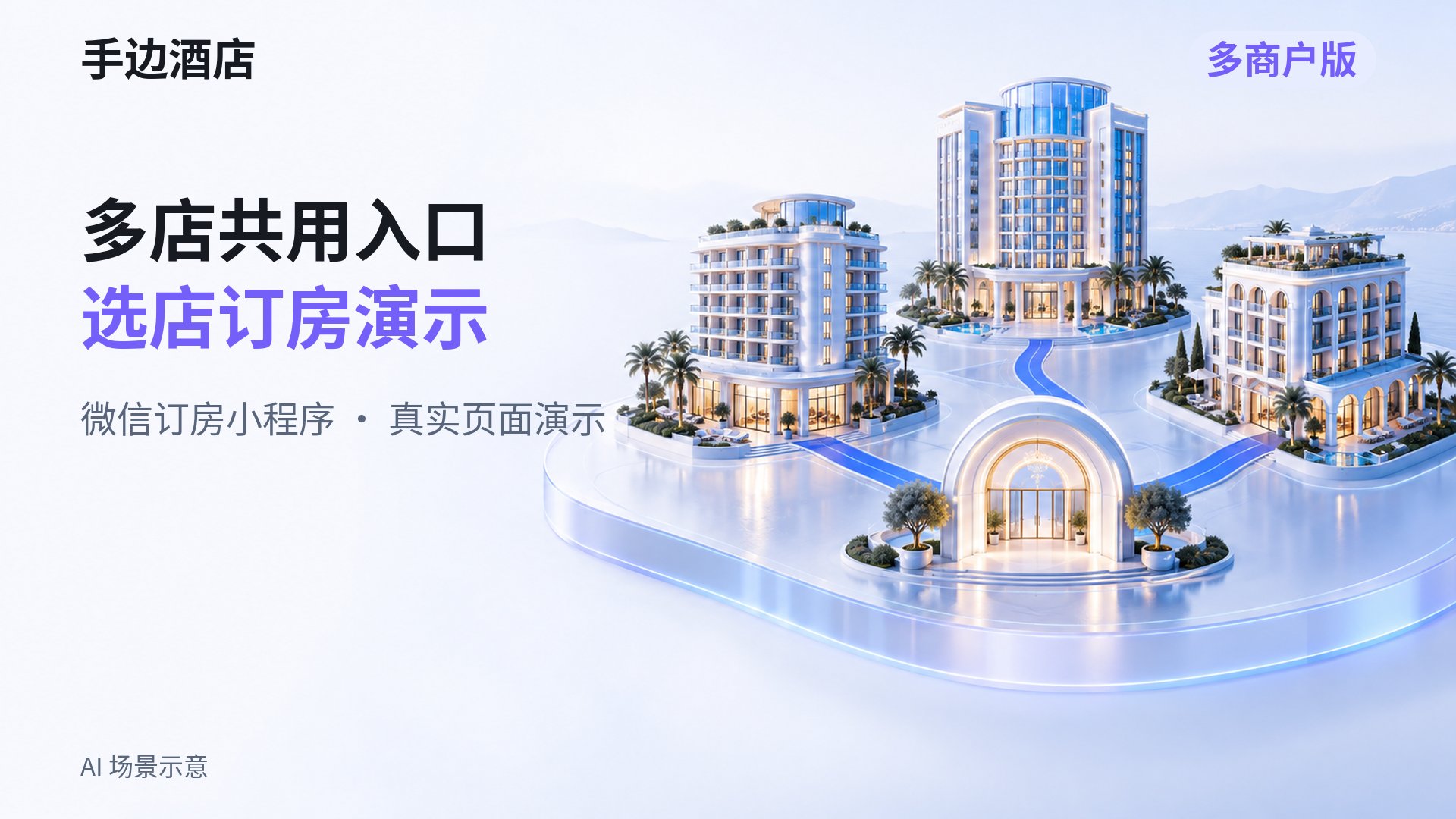 多门店酒店小程序：共用微信入口的选店订房演示封面